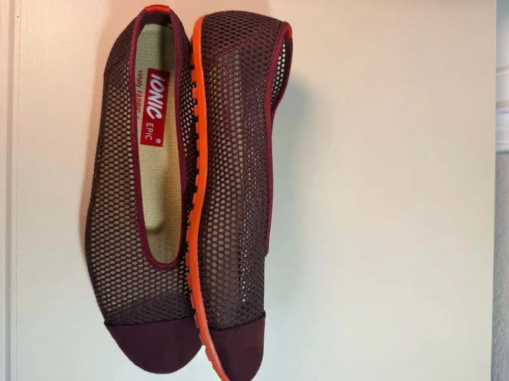 Ionic Epic Men's Summer Mesh Slip-On Shoes Maroon Size 8